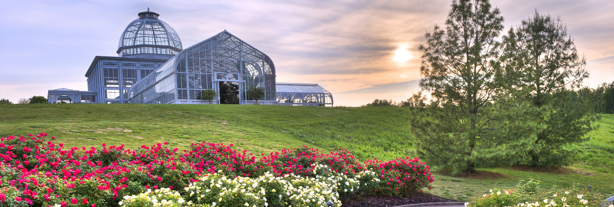 Conservatory and Rose Garden at Sunset. Photo by Don Williamson