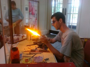 Brad Pearson demonstrates flamework glass technique at Lewis Ginter Botanical Garden