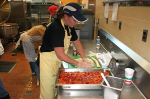 "If you eat your squash, you can have cherry & peach cobbler for dessert." Shannon Elsea - a Henrico County elementary school teacher - volunteers to prep the cobbler. Who says teachers take the summer off? We're not producing any true fruits in the CKG currently, but it's something to consider for the Strategic Plan.