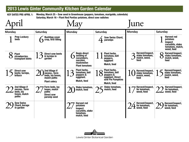 April through June schedule