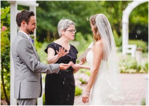 A touch of rain falling from the Ginkgo tree as the wind blows during Sarah and Simon’s Lewis Ginter Botanical Garden Wedding. Photo by Steven & Lily Photography