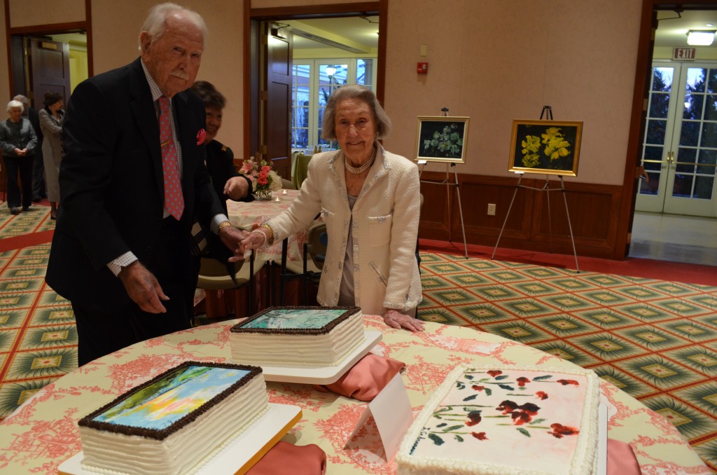Harwood and Louise Cochrane with their "Cakes By Graham", custom made from the artist's paintings 