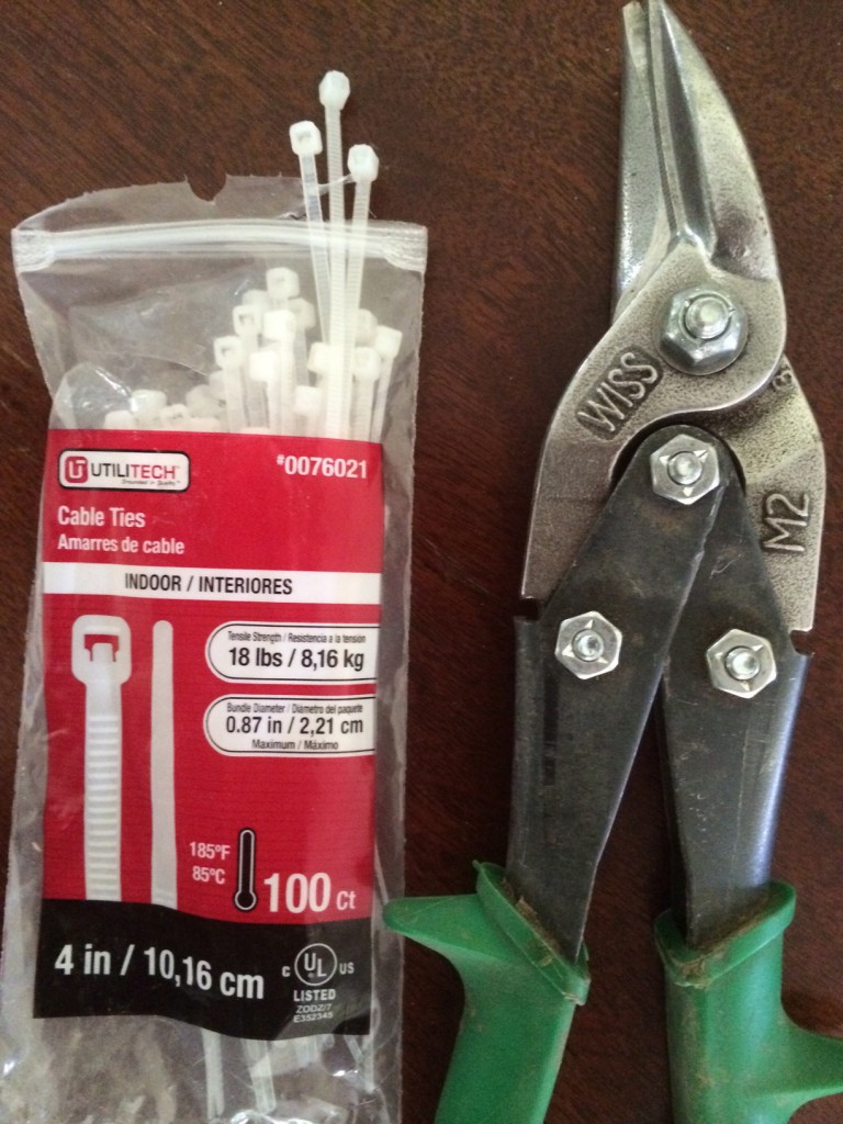 Cable ties and tin snips 