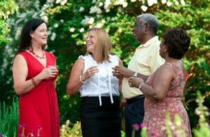 Evening socializing at Lewis Ginter Botanical Garden