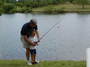 Fishing in Lake Sydnor on Father's Day