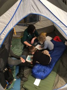 Camping with kids in tent