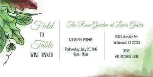 field to table wine dinner