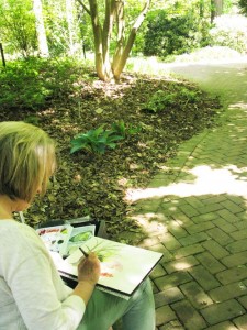 Patti Bartol captures the beauty of the Garden with her paints.