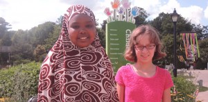 Amina Abdulkadir and Lilah Monroe in the Children's Garden.