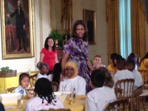 The First Lady and one of the students
