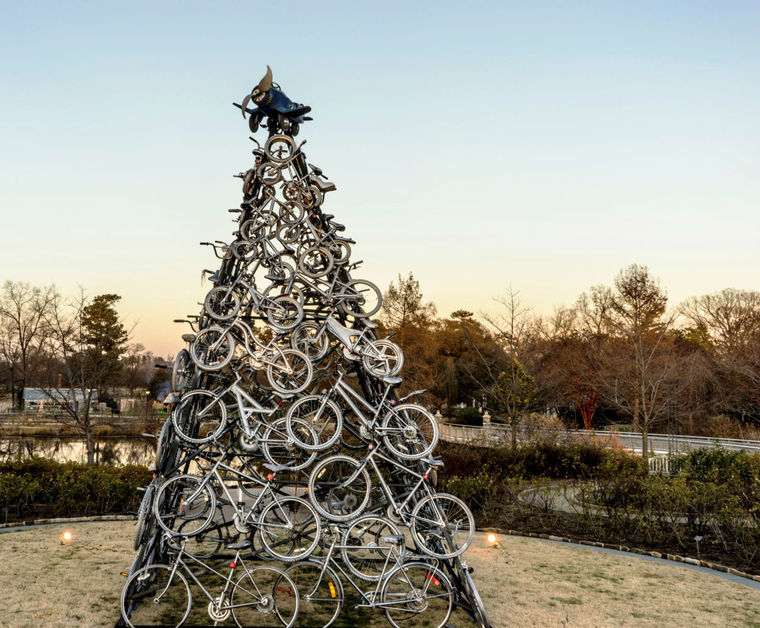 Even discarded bikes take landscapes to new heights, as with this Lewis Ginter Botanical Garden exhibit that will remain on display through Sept., as a salute to Richmond 2015.