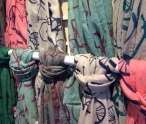cotton infinity scarves decorated with colorful vintage bike illustrations