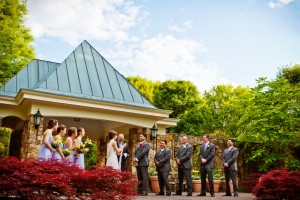 Wedding party stands at Flagler Garden. Image by Sweet Memories Photography by Naomi Phelps.
