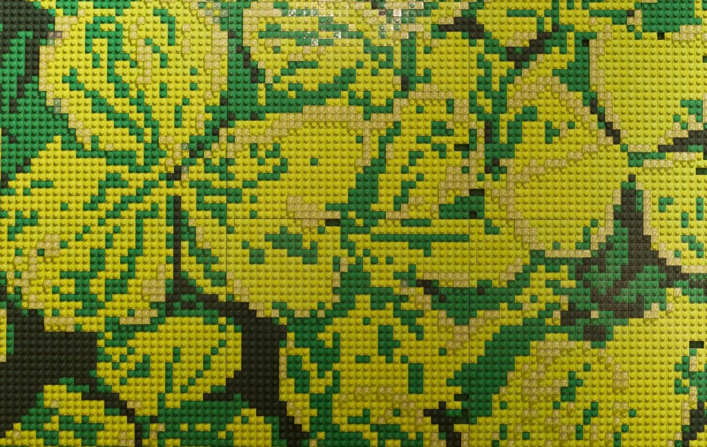 A botanical mosaic made from LEGO BRICKS.