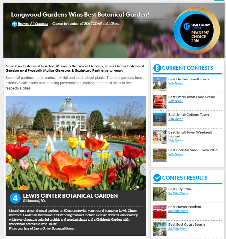 usatoday top 10 gardens 10 Best Botanical Gardens screen shot