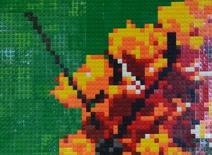 detail of butterfly LEGO brick mosaic