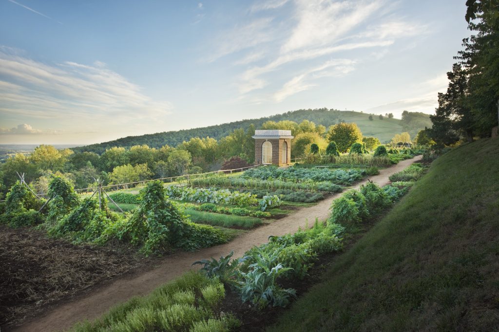 Vegetable and herb gardens at Monticello in Charlottesville, VA exemplify heirloom plants grown by Pres. Thomas Jefferson.