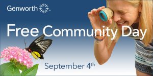 Genworth Free Community Day poster with Butterflies LIVE! and child