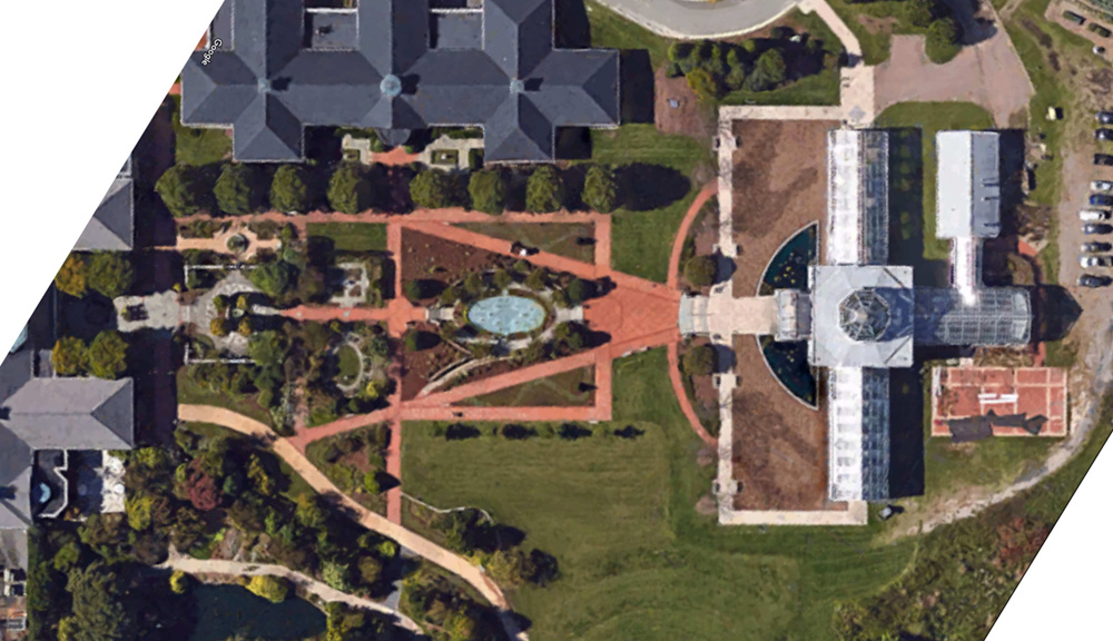 aerial photo of the Conservatory from straight overhead