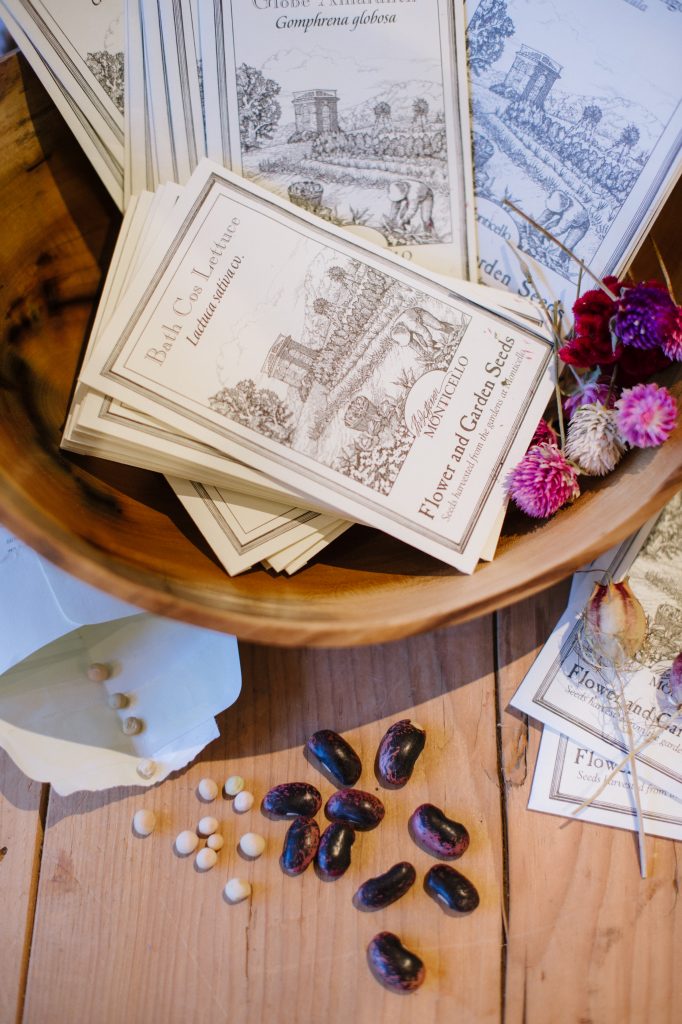 Jefferson's heritage seeds are packaged individually and as mixed-sampler packets for purchase at Monticello's Garden Shop.