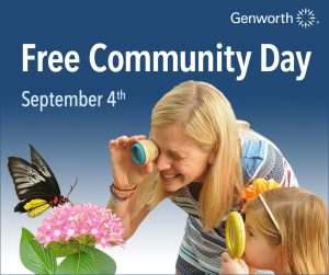 Genworth Free Community Day poster with Butterflies LIVE! and child