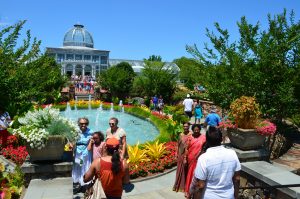 People visiting during Genworth Free Community Day at Lewis Ginter
