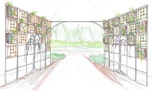 arbor quilt art schematic by Cathy Vaughn