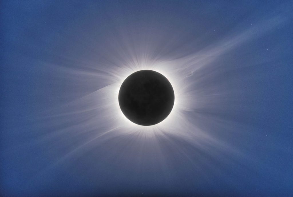 Totality of a solar eclipse. Image by Dinnis DiCicco