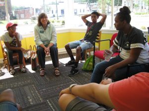 Lewis Ginter Botanical Garden Director of Education Randee Humphrey talked with students about food desert, sustainability, urban greening, and community-based approach to sustainable urban regeneration.