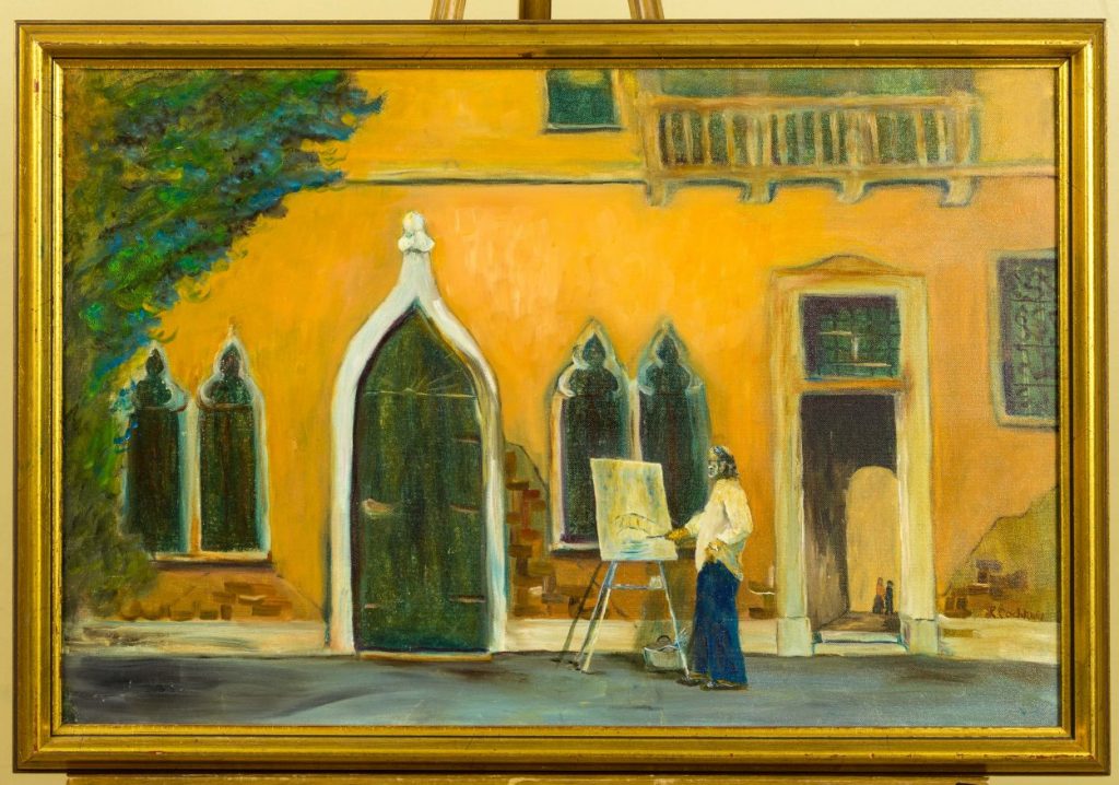  Painting of a yellow building by Louise Cochrane. Image by Tom Hennessy