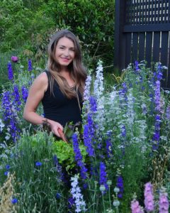 Foodscaper Brie Arthur shows lettuce and cilantro growing alongside flowers.