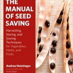Book cover of The Manual of Seed Saving; photograph shows several pale bean pods open to reveal dark colored beans