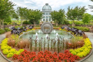 Wind, Waves and Light sculpture at Lewis Ginter Botanical Garden