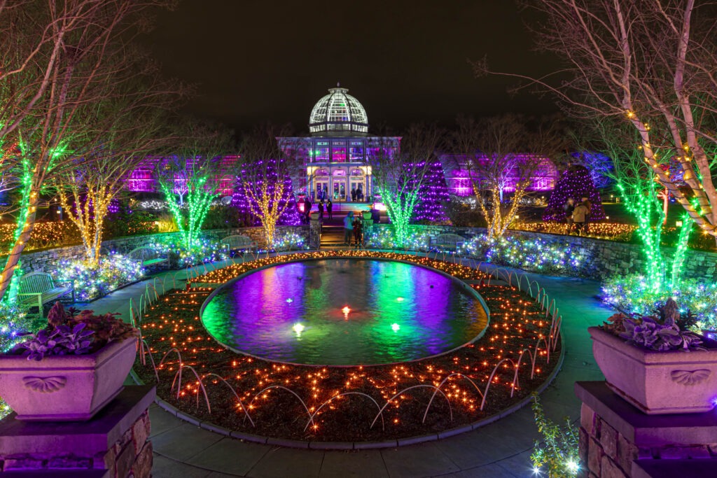 The Fountain Garden lit up for GardenFest
