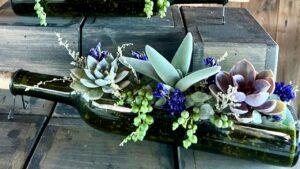 Succulent Wine Bottle Arrangement
